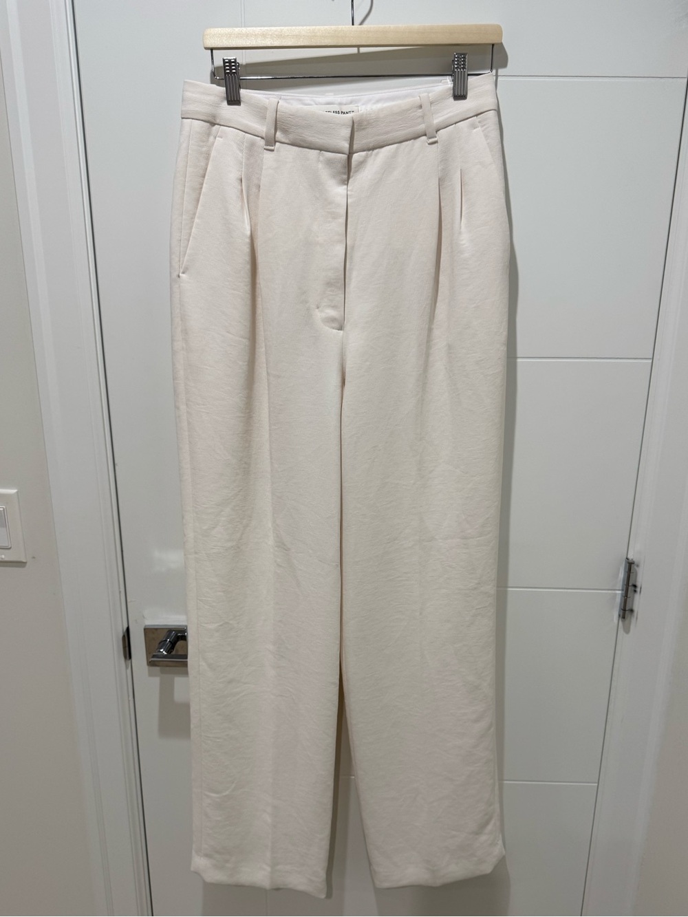 Aritzia Cream Wide-Leg Trousers